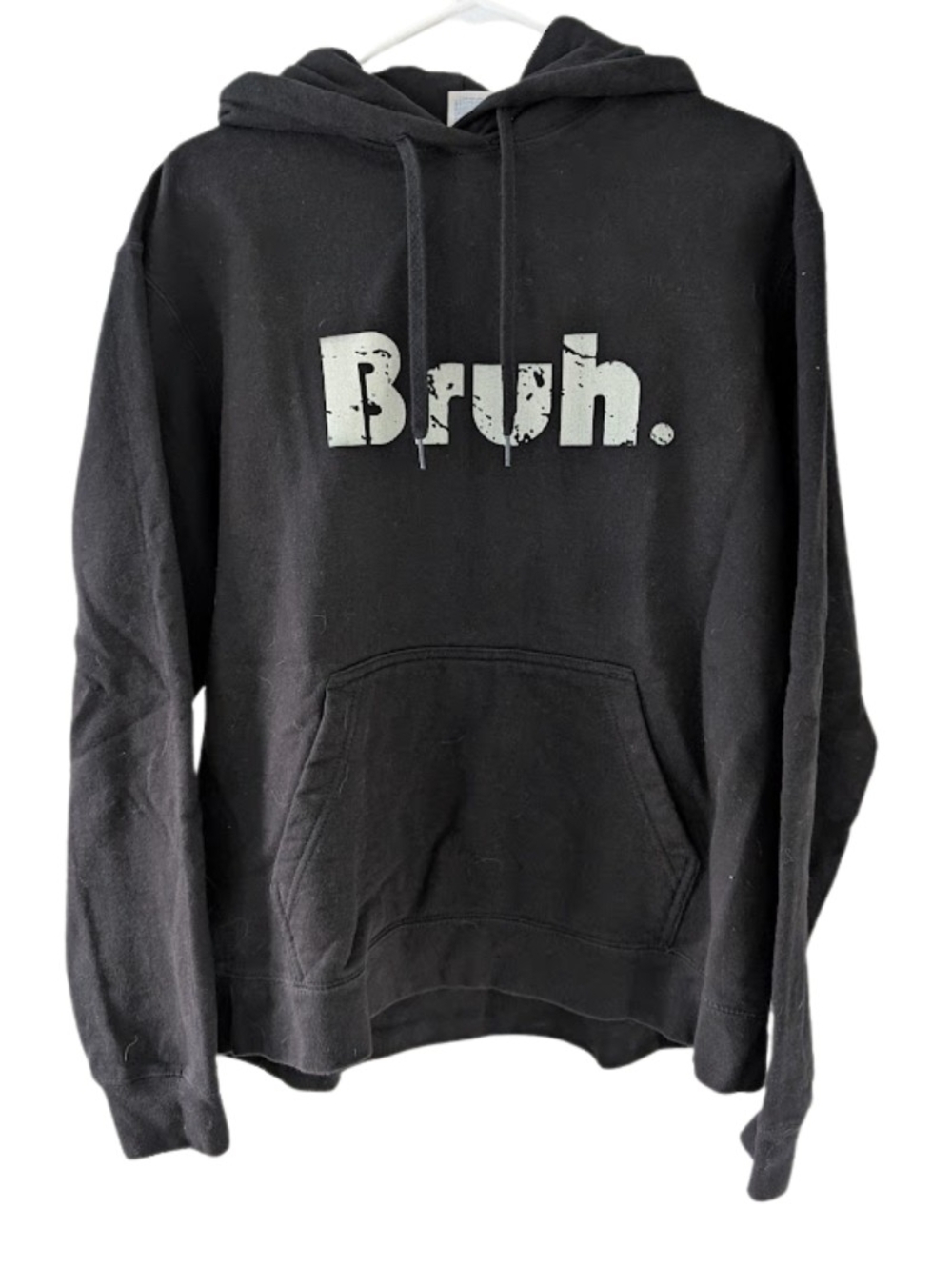 Black "Bruh." Graphic Hoodie Port & Company